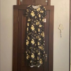 Medium LulaRoe Maria Long Maxi Dress- Brown/Floral